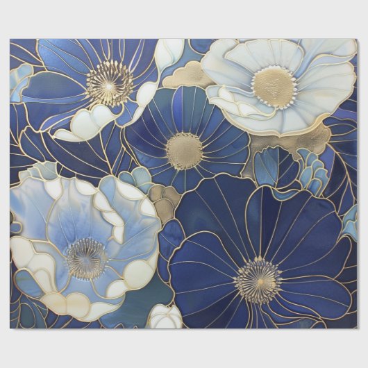 Blue Poppies  geïnspireerd Cadeaupapier (Vlak)