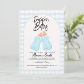 Blue Poppin Bottles Baby shower Uitnodiging (Staand voorkant)