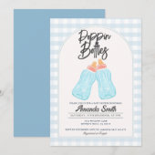 Blue Poppin Bottles Baby shower Uitnodiging (Voorkant / Achterkant)