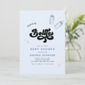 Blue Poppin' Bottles Funny Boy Baby shower Kaart (Staand voorkant)