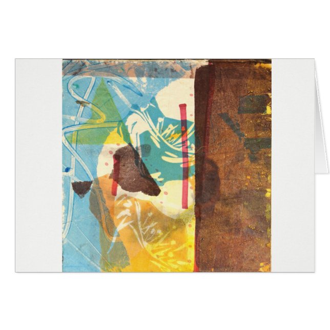 Blue Poppy Abstract Art Card (Voorkant Horizontaal)