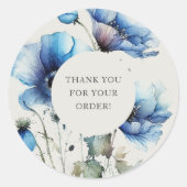 Blue Poppy Bedankt voor uw bestelling Ronde Sticker (Voorkant)