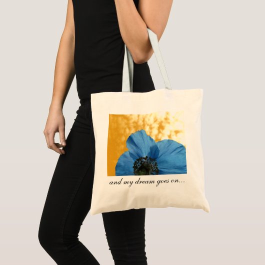 BLUE POPPY Flower Dream Golden Tote Bag (Voorkant (product))