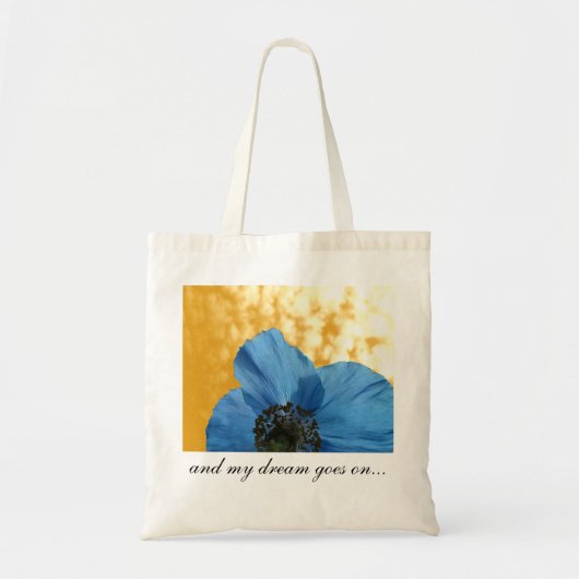 BLUE POPPY Flower Dream Golden Tote Bag (Voorkant)