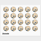  Blue Poppy op verouderd perkament Ronde Sticker (Vel)
