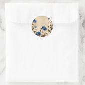  Blue Poppy op verouderd perkament Ronde Sticker (Tas)