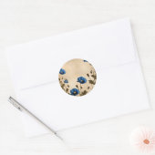  Blue Poppy op verouderd perkament Ronde Sticker (Envelop)