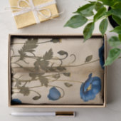  Blue Poppy op verouderd perkament Tissuepapier (Geschenk)