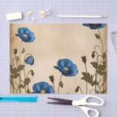  Blue Poppy op verouderd perkament Tissuepapier (Craft)
