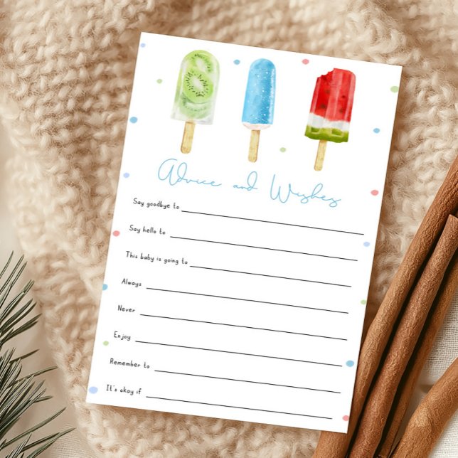 Blue Popsicle Baby Shower Advies en Wensen Spel (Ready to Pop Baby Shower Advice and Wishes Game)