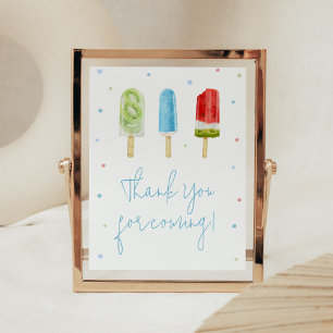 Blue Popsicle Baby shower Bedankt voor uw komst Poster