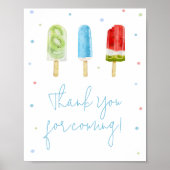 Blue Popsicle Baby shower Bedankt voor uw komst Poster (Voorkant)