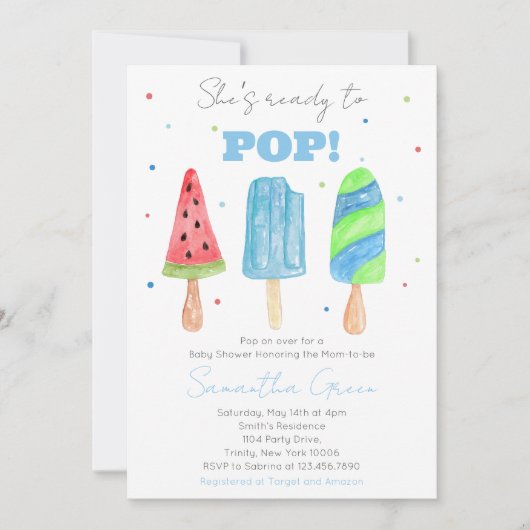Blue Popsicle-Baby shower Kaart (Voorkant)