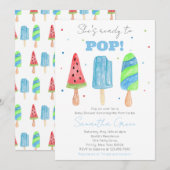 Blue Popsicle-Baby shower Kaart (Voorkant / Achterkant)