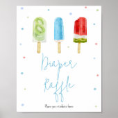 Blue Popsicle Baby shower Luier Raffle Poster (Voorkant)