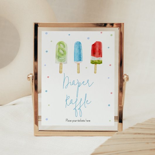 Blue Popsicle Baby shower Luier Raffle Poster