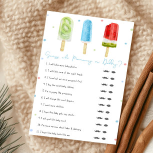 Blue Popsicle Baby Shower Raad wie Mamma of Papa i
