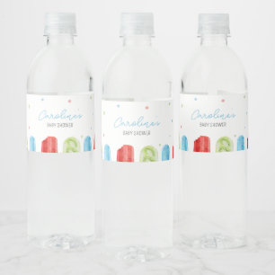 Blue Popsicle-Baby shower Waterfles Etiket