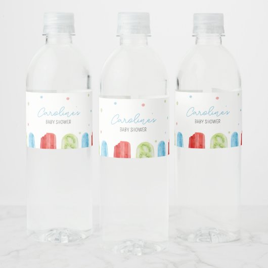 Blue Popsicle-Baby shower Waterfles Etiket (Flessen)