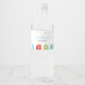 Blue Popsicle-Baby shower Waterfles Etiket (Voorkant)