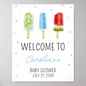Blue Popsicle Baby shower Welkom Poster (Voorkant)