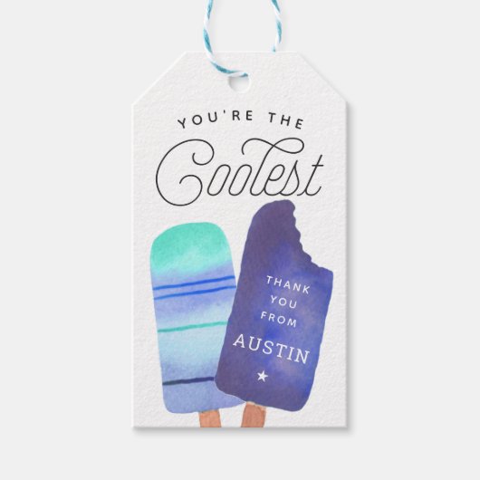 Blue Popsicle Birthday Party Bedankt voor je steun Cadeaulabel (Voorkant)