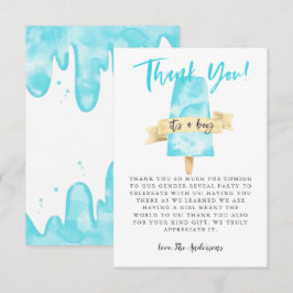 Blue Popsicle Jongen Geslacht Onthullen Partij Bedankkaart