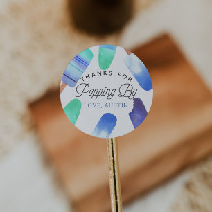 Blue Popsicle Kids Verjaardagsgunst Bedankt Ronde Sticker