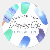 Blue Popsicle Kids Verjaardagsgunst Bedankt Ronde Sticker (Voorkant)