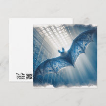 Blue Porcelain Bat Wenskaart