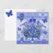 Blue Porcelain Birds and Birdcage Kaart (Voorkant / Achterkant)