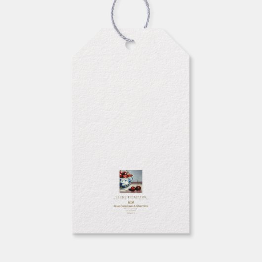 Blue Porcelain & Cherries Cadeaulabel (Achterkant)