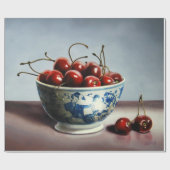 Blue Porcelain & Cherries Cadeaupapier (Vlak)