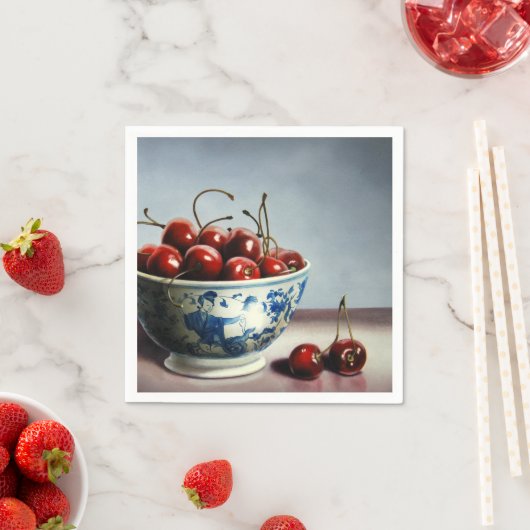 Blue Porcelain & Cherries Servet (Insitu)