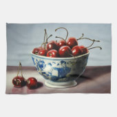 Blue Porcelain & Cherries Theedoek (Horizontaal)
