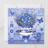 Blue Porcelain Cup en Flowers Kaart (Voorkant)
