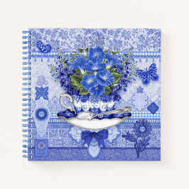 Blue Porcelain Cup en Flowers Notitieboek