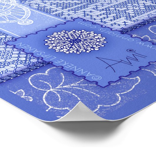 Blue Porcelain Cup en Flowers Poster (Hoek)