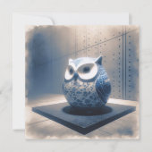 Blue Porcelain Owl Wenskaart Notitiekaartje (Voorkant)