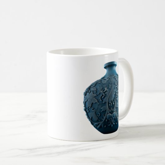 Blue Porcelain Vase gegraveerde Mok (Voorkant rechts)