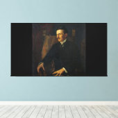 Blue Portrait of Nikola Tesla Canvas Afdruk (Insitu (Houten vloer))