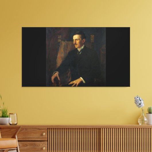 Blue Portrait of Nikola Tesla Canvas Afdruk (Insitu (Woonkamer))
