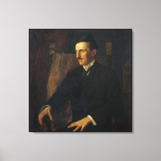 Blue Portrait of Nikola Tesla Canvas Afdruk (Voorkant)