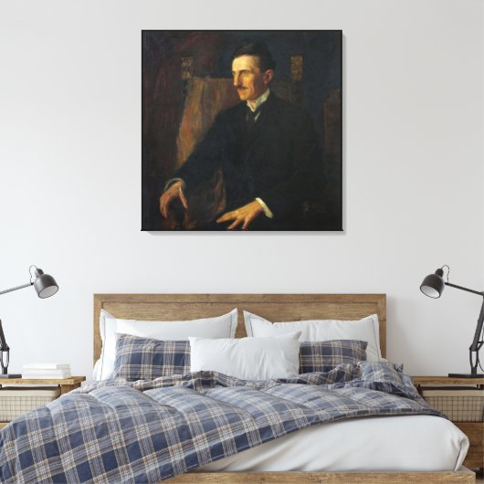 Blue Portrait of Nikola Tesla Canvas Afdruk (Insitu (Slaapkamer))