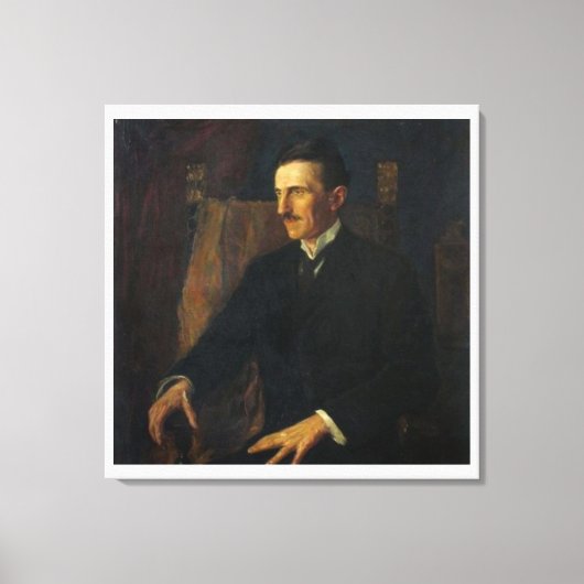 Blue Portrait of Nikola Tesla - Canvas Print (Voorkant)