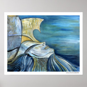 Blue Portrait Sirena Zee Mythical Fantasy Poster