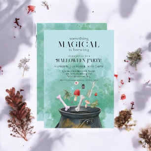 Blue Potions & Spells Witches Cauldron Halloween Kaart