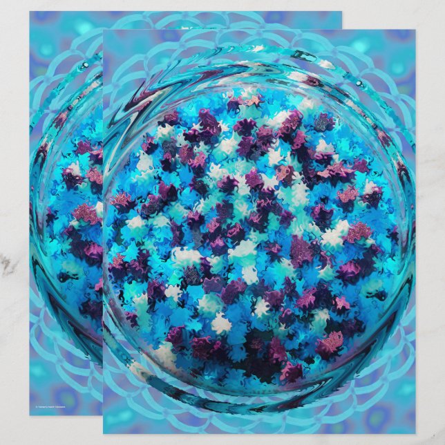 Blue Potpourri Scrapbook Paper 2-Sided Page (Voorkant / Achterkant)