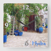 Blue Pottery Vierkante Klok (Voorkant)