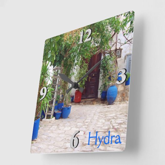 Blue Pottery Vierkante Klok (Hoek)